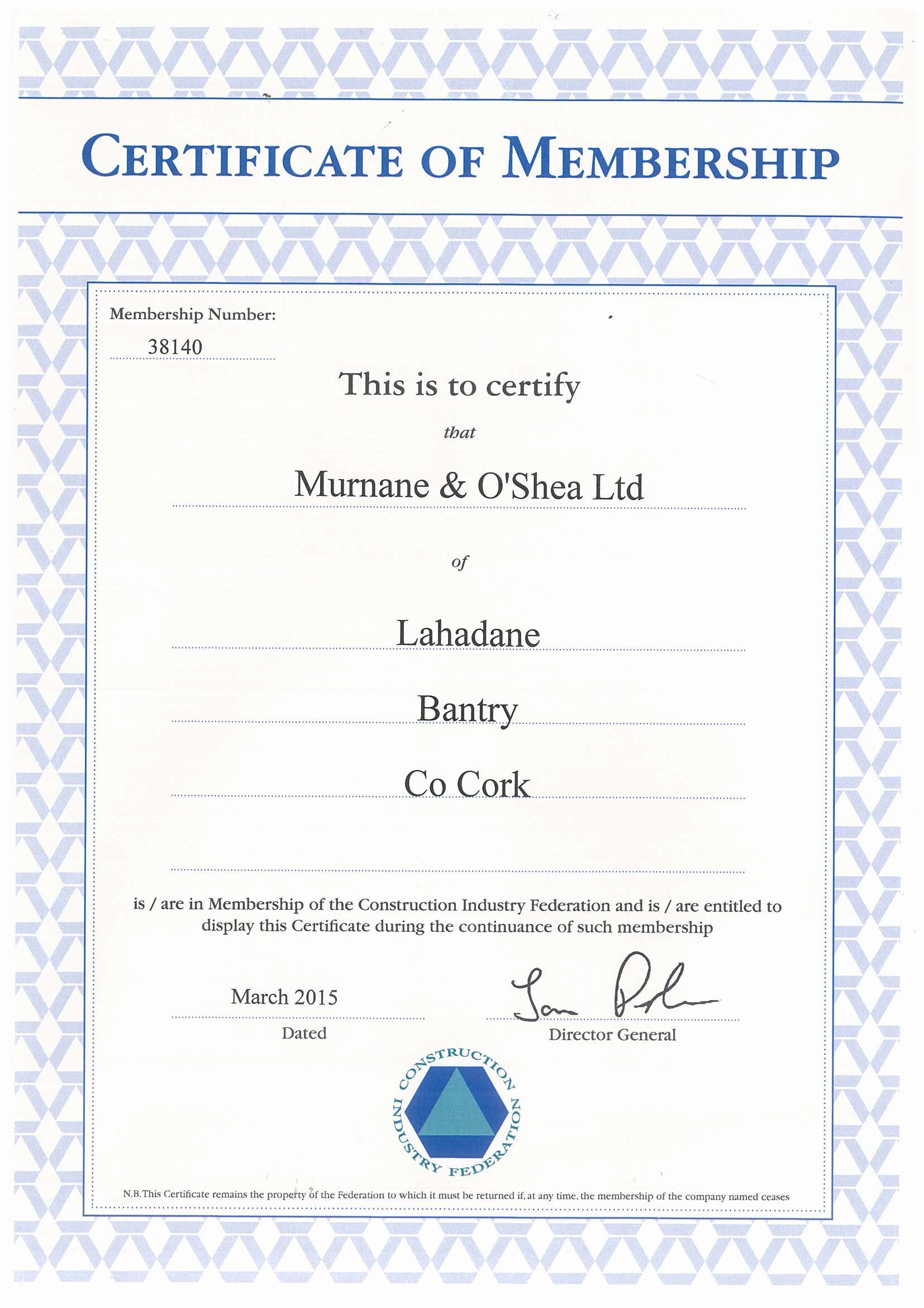 Murnane & O’Shea Ltd – Membership Renewal 2015 – Murnane O'Shea